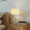Tafellamp, tafellamp met golf lampenkap, e27 fitting, knopschakelaar, nachtkastlamp voor woonkamer, speelkamer, wit, excl. gloeilamp 9