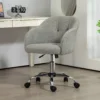 Thuiskantoor stoel, ergonomische bureaustoel draaistoel in hoogte verstelbare bureaustoel met kantelfunctie, teddyfluweel uiterlijk, make up stoel voor slaapkamer, studeerkamer, grijs 2