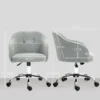 Thuiskantoor stoel, ergonomische bureaustoel draaistoel in hoogte verstelbare bureaustoel met kantelfunctie, teddyfluweel uiterlijk, make up stoel voor slaapkamer, studeerkamer, grijs 4