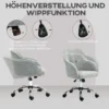 Thuiskantoor stoel, ergonomische bureaustoel draaistoel in hoogte verstelbare bureaustoel met kantelfunctie, teddyfluweel uiterlijk, make up stoel voor slaapkamer, studeerkamer, grijs 5