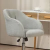 Thuiskantoor stoel, ergonomische bureaustoel draaistoel in hoogte verstelbare bureaustoel met kantelfunctie, teddyfluweel uiterlijk, make up stoel voor slaapkamer, studeerkamer, grijs 8