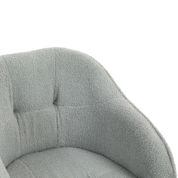 Thuiskantoor stoel, ergonomische bureaustoel draaistoel in hoogte verstelbare bureaustoel met kantelfunctie, teddyfluweel uiterlijk, make up stoel voor slaapkamer, studeerkamer, grijs 9