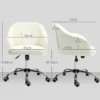 Thuiskantoor stoel, ergonomische bureaustoel draaistoel verstelbare hoogte bureaustoel met kantelfunctie, teddyfluweel look, make up stoel voor slaapkamer, studeerkamer, crèmewit 4