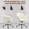Thuiskantoor stoel, ergonomische bureaustoel draaistoel verstelbare hoogte bureaustoel met kantelfunctie, teddyfluweel look, make up stoel voor slaapkamer, studeerkamer, crèmewit 5