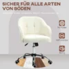 Thuiskantoor stoel, ergonomische bureaustoel draaistoel verstelbare hoogte bureaustoel met kantelfunctie, teddyfluweel look, make up stoel voor slaapkamer, studeerkamer, crèmewit 6
