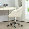 Thuiskantoor stoel, ergonomische bureaustoel draaistoel verstelbare hoogte bureaustoel met kantelfunctie, teddyfluweel look, make up stoel voor slaapkamer, studeerkamer, crèmewit 8