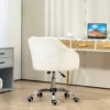 Thuiskantoor stoel, ergonomische bureaustoel draaistoel verstelbare hoogte bureaustoel met kantelfunctie, teddyfluweel look, make up stoel voor slaapkamer, studeerkamer, crèmewit 9