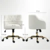 Thuiswerkstoel, draaibare bureaustoel verstelbare hoogte met kantelfunctie, linnenlook, make up stoel voor slaapkamer, studeerkamer, beige 4