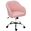 Thuiswerkstoel, ergonomische bureaustoel draaistoel verstelbare hoogte kantoorstoel met kantelfunctie, teddyfluweel uiterlijk, make up stoel voor slaapkamer, studeerkamer, roze 1