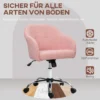 Thuiswerkstoel, ergonomische bureaustoel draaistoel verstelbare hoogte kantoorstoel met kantelfunctie, teddyfluweel uiterlijk, make up stoel voor slaapkamer, studeerkamer, roze 6