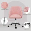 Thuiswerkstoel, ergonomische bureaustoel draaistoel verstelbare hoogte kantoorstoel met kantelfunctie, teddyfluweel uiterlijk, make up stoel voor slaapkamer, studeerkamer, roze 7