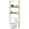 Toilettenrek 3 niveaus badkamerrek met kantelbeveiliging, ruimtebesparend multifunctioneel rek voor wasruimte, landelijke stijl, natuurhout 1