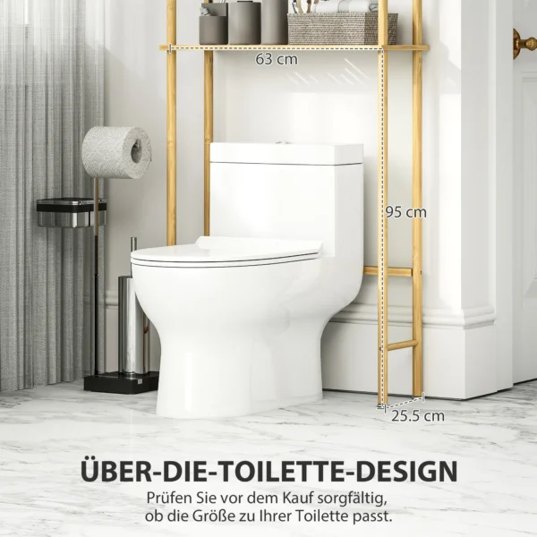 Toilettenrek 3 niveaus badkamerrek met kantelbeveiliging, ruimtebesparend multifunctioneel rek voor wasruimte, landelijke stijl, natuurhout 5