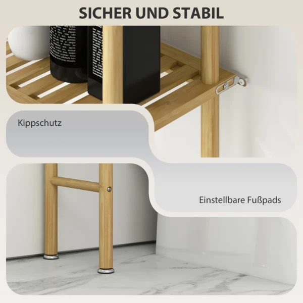 Toilettenrek 3 niveaus badkamerrek met kantelbeveiliging, ruimtebesparend multifunctioneel rek voor wasruimte, landelijke stijl, natuurhout 8