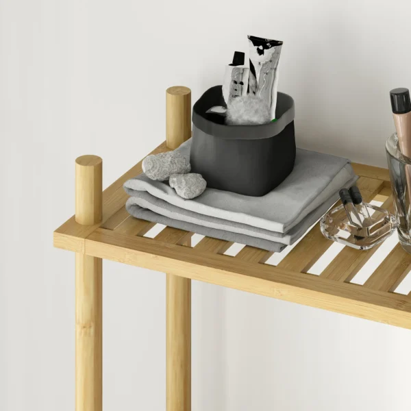Toilettenrek 3 niveaus badkamerrek met kantelbeveiliging, ruimtebesparend multifunctioneel rek voor wasruimte, landelijke stijl, natuurhout 9