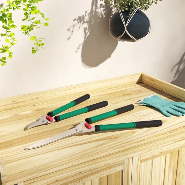 Tuinschaar set 2 delig meslengte 40 cm takkenschaar met anti aanbaklaag metalen bladen, 51 cm tuinschaar voor het snoeien van hagen en takken 10