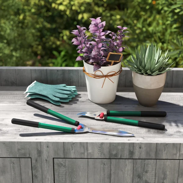 Tuinschaar set 2 delig meslengte 40 cm takkenschaar met anti aanbaklaag metalen bladen, 51 cm tuinschaar voor het snoeien van hagen en takken 2
