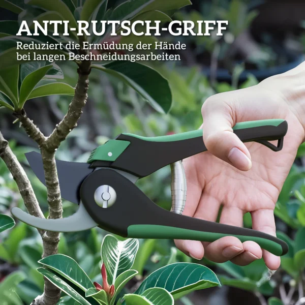 Tuinwerktuig set 2 stukken tuin gereedschap van metaal tuinapparatuur met bypass tuinschaar aambeeld tuinschaar tuinwerk set tuincadeaus voor vrouwen en mannen groen+zwart 7