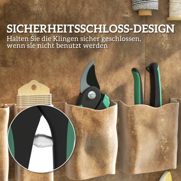 Tuinwerktuig set 2 stukken tuin gereedschap van metaal tuinapparatuur met bypass tuinschaar aambeeld tuinschaar tuinwerk set tuincadeaus voor vrouwen en mannen groen+zwart 8