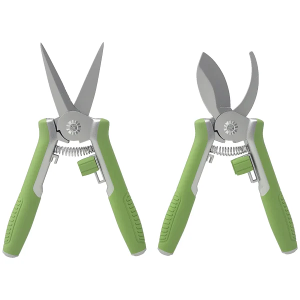 Tuinwerktuig set 2 stuks tuin gereedschap van roestvrij staal tuinapparatuur met tuinschaar takkenschaar tuinwerk set tuincadeaus voor vrouwen en mannen groen+zilver 1