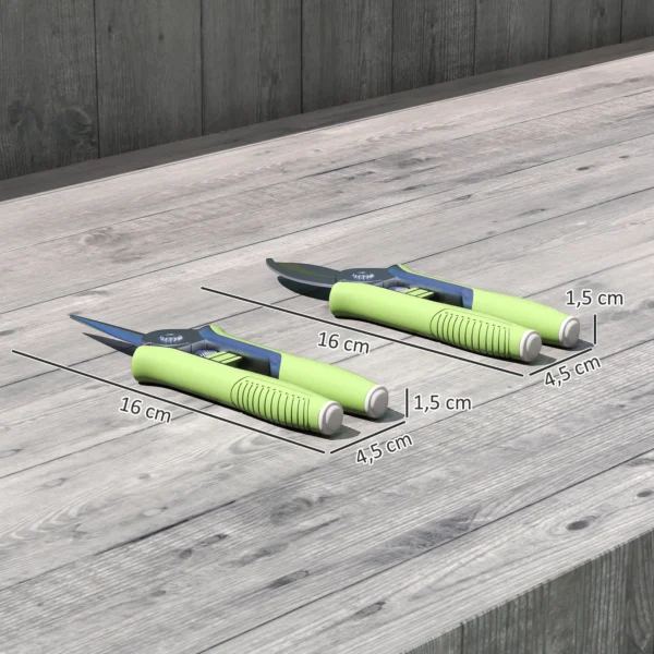Tuinwerktuig set 2 stuks tuin gereedschap van roestvrij staal tuinapparatuur met tuinschaar takkenschaar tuinwerk set tuincadeaus voor vrouwen en mannen groen+zilver 4