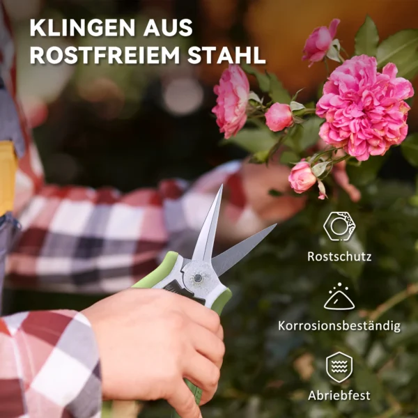 Tuinwerktuig set 2 stuks tuin gereedschap van roestvrij staal tuinapparatuur met tuinschaar takkenschaar tuinwerk set tuincadeaus voor vrouwen en mannen groen+zilver 6