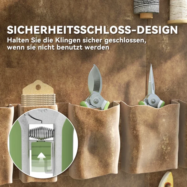 Tuinwerktuig set 2 stuks tuin gereedschap van roestvrij staal tuinapparatuur met tuinschaar takkenschaar tuinwerk set tuincadeaus voor vrouwen en mannen groen+zilver 8