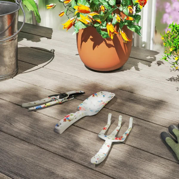 Tuinwerktuig set 3 stuks tuin gereedschap van metaal tuinapparatuur met bloemenschop handhark tuinschaar tuinwerk set tuincadeaus voor vrouwen en mannen veelkleurig 9