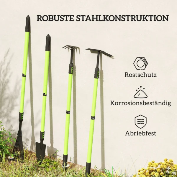 Tuinwerktuigset 4 stuks tuin gereedschapset met schop, tuinhak, tuinhark, bladhark, ideaal cadeau voor mannen en vrouwen 8