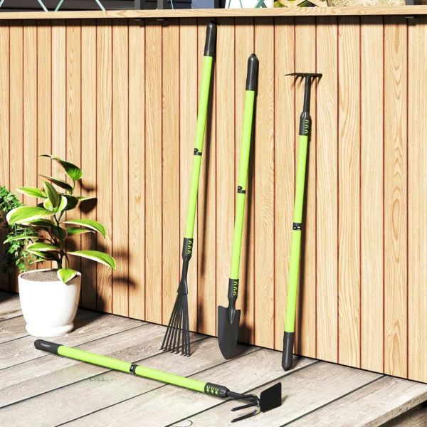 Tuinwerktuigset 4 stuks tuin gereedschapset met schop, tuinhak, tuinhark, bladhark, ideaal cadeau voor mannen en vrouwen 9