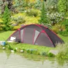 Tunnel tent, campingtent voor 4 6 personen, met 3 kamers, licht haak, groepstent met dubbele deuren, 3000mm waterafstotend familie tent, voor tuin, campingplaats, grijs 10