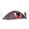 Tunnel tent, campingtent voor 4 6 personen, met 3 kamers, licht haak, groepstent met dubbele deuren, 3000mm waterafstotend familie tent, voor tuin, campingplaats, grijs 4