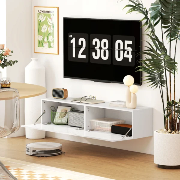 Tv kast hangend tv meubel voor televisies tot 65 inch 140 cm lowboard tv tafel met opbergruimte tv kast voor woonkamer wit 10