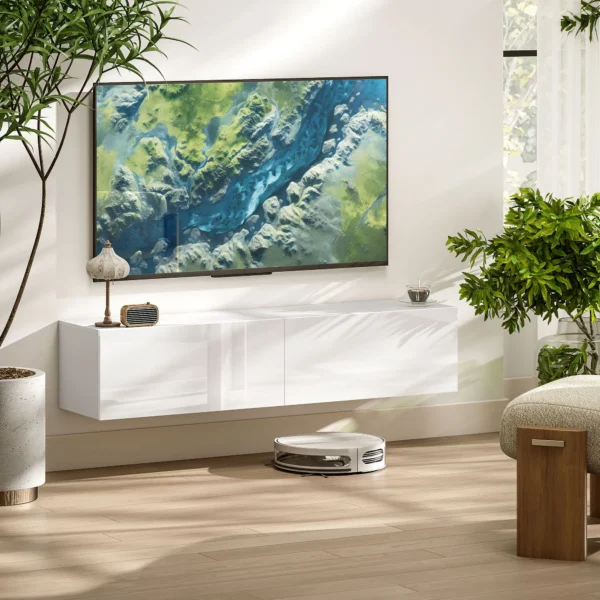 Tv kast hangend tv meubel voor televisies tot 65 inch 140 cm lowboard tv tafel met opbergruimte tv kast voor woonkamer wit 2