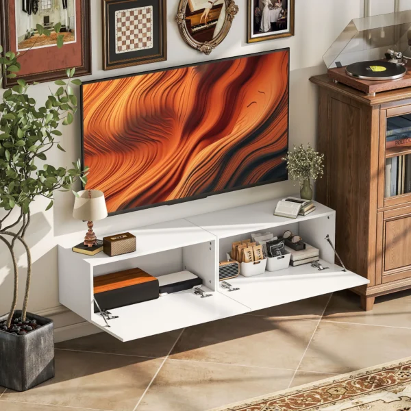 Tv kast hangend tv meubel voor televisies tot 65 inch 140 cm lowboard tv tafel met opbergruimte tv kast voor woonkamer wit 7