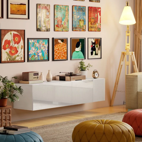 Tv kast hangend tv meubel voor televisies tot 65 inch 140 cm lowboard tv tafel met opbergruimte tv kast voor woonkamer wit 8