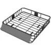 Universele dakdrager met windscherm, stalen bagagerek met reling, auto bagagerek tot 90,7kg belastbaar, dakdrager dak bagagekorf voor suv trucks 110,5 x 99,5 x 18,5cm zwart 1