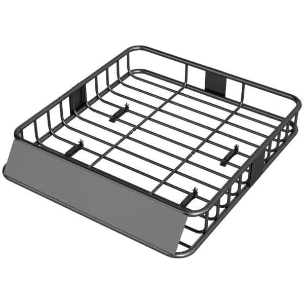 Universele dakdrager met windscherm, stalen bagagerek met reling, auto bagagerek tot 90,7kg belastbaar, dakdrager dak bagagekorf voor suv trucks 110,5 x 99,5 x 18,5cm zwart 1