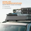 Universele dakdrager met windscherm, stalen bagagerek met reling, auto bagagerek tot 90,7kg belastbaar, dakdrager dak bagagekorf voor suv trucks 110,5 x 99,5 x 18,5cm zwart 6