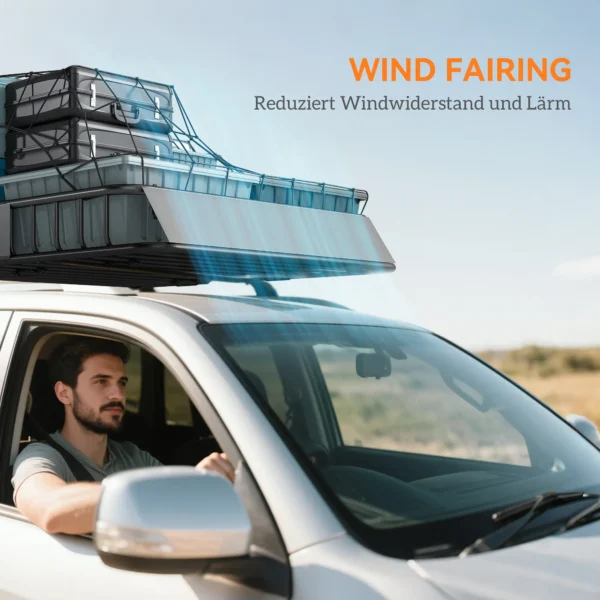 Universele dakdrager met windscherm, stalen bagagerek met reling, auto bagagerek tot 90,7kg belastbaar, dakdrager dak bagagekorf voor suv trucks 110,5 x 99,5 x 18,5cm zwart 7