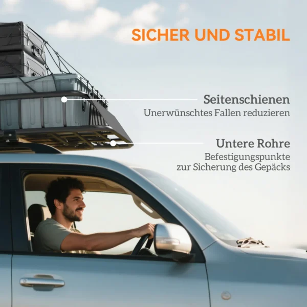 Universele dakdrager met windscherm, stalen bagagerek met reling, auto bagagerek tot 90,7kg belastbaar, dakdrager dak bagagekorf voor suv trucks 110,5 x 99,5 x 18,5cm zwart 8