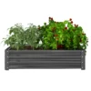 Verhoogd bloembed, bloembak, groentebed, plantenbak, kruidenbed voor tuin, terras, balkon, staal, lichtgrijs, 120 x 120 x 30 cm 1