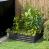 Verhoogd bloembed, bloembak, groentebed, plantenbak, kruidenbed voor tuin, terras, balkon, staal, lichtgrijs, 120 x 120 x 30 cm 10