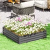 Verhoogd bloembed, bloembak, groentebed, plantenbak, kruidenbed voor tuin, terras, balkon, staal, lichtgrijs, 120 x 120 x 30 cm 2