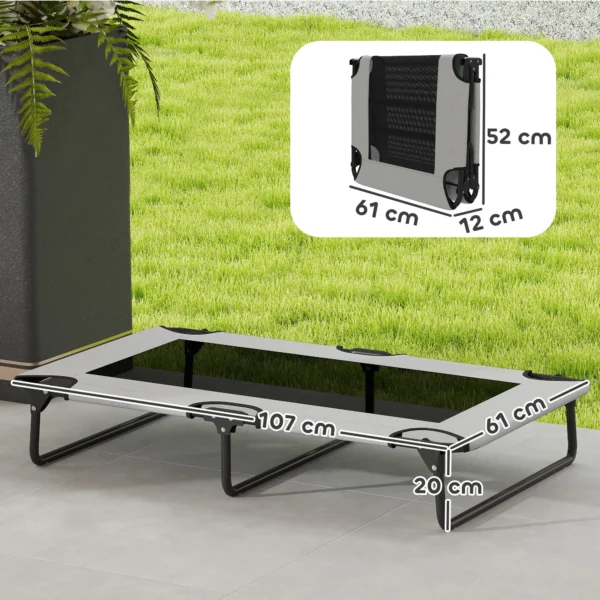 Verhoogd hondenbed opvouwbaar huisdierbed, outdoor hondenligstoel met netontwerp, ademend, voor grote honden lichtgrijs oxford 107 x 61 x 20 cm 4