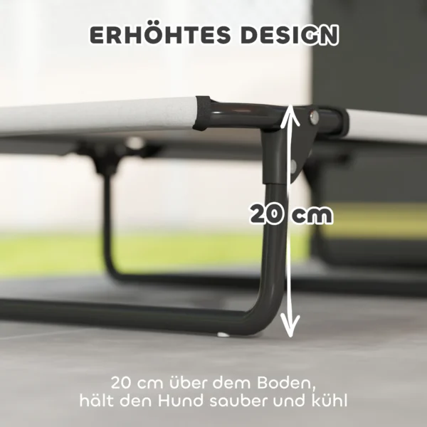 Verhoogd hondenbed opvouwbaar huisdierbed, outdoor hondenligstoel met netontwerp, ademend, voor grote honden lichtgrijs oxford 107 x 61 x 20 cm 5