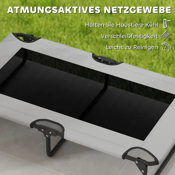 Verhoogd hondenbed opvouwbaar huisdierbed, outdoor hondenligstoel met netontwerp, ademend, voor grote honden lichtgrijs oxford 107 x 61 x 20 cm 8