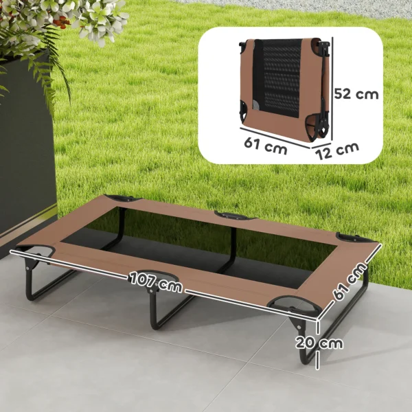 Verhoogd opvouwbaar huisdierbed, outdoor hondenligbed met netontwerp, ademend, voor grote honden koffie oxford 107 x 61 x 20 cm 4
