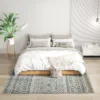 Vlakgeweven tapijt wasbaar anti slip keukentapijt met boho design voor terras balkon woonkamer & keuken, 200 x 140 cm, grijs 2