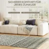 Vlakgeweven tapijt wasbaar anti slip keukentapijt met boho design voor terras balkon woonkamer & keuken, 200 x 140 cm, grijs 5